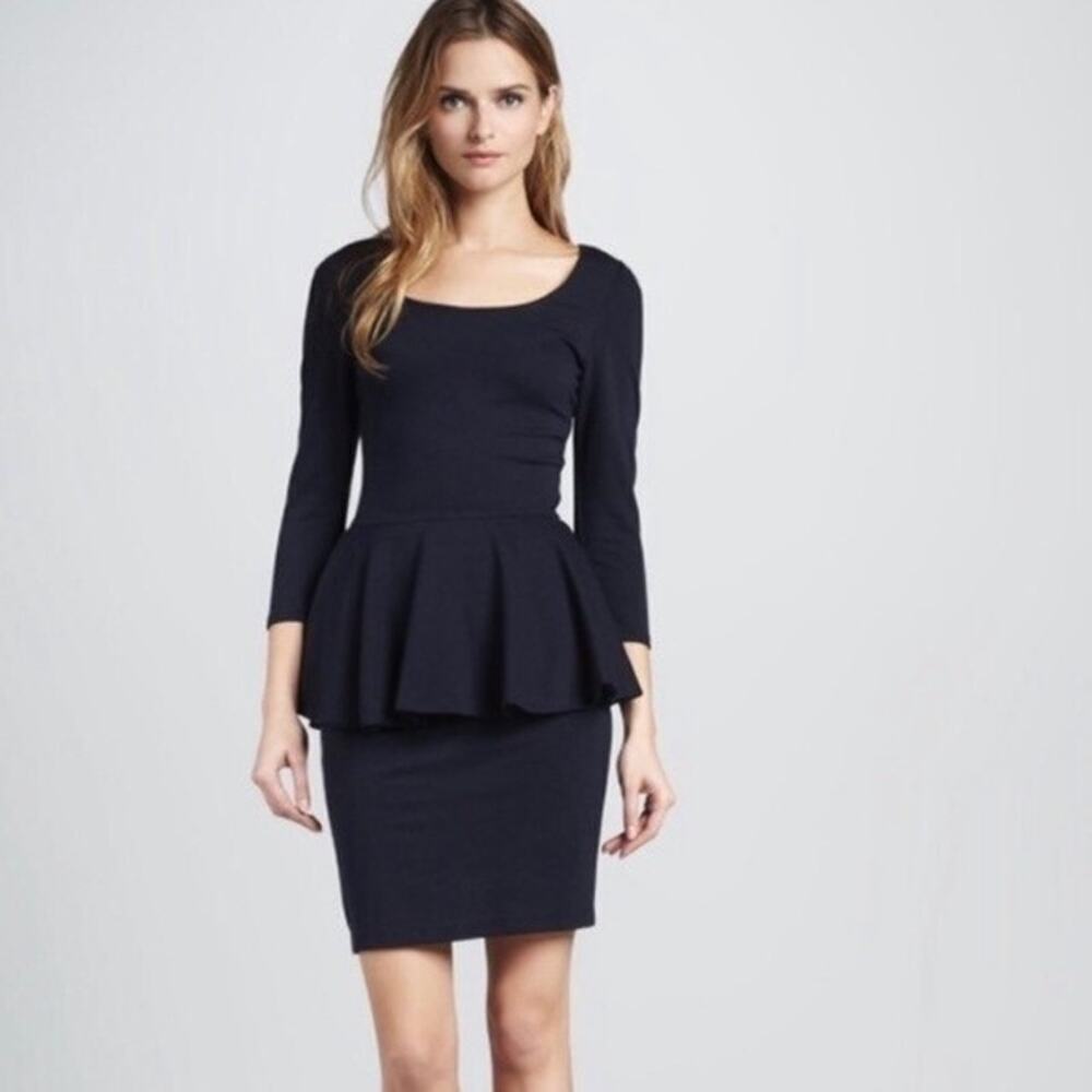 Alice + Olivia Employed Amanda Black Peplum Sheath Dress Size XS
